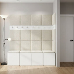 Orion Ii Hallway Set White Shoe Cabinet Hangers Cream Panels
