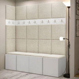 Orion Ii Hallway Set White Shoe Cabinet Hangers Cream Panels - thumbnail 2