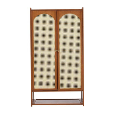 7 Tiers Shoe Cabinet Storage Organizer 2 Arch Rattan Door Cupboard Bamboo - image 1