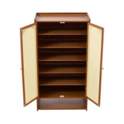 7 Tiers Shoe Cabinet Storage Organizer 2 Arch Rattan Door Cupboard Bamboo - thumbnail 3