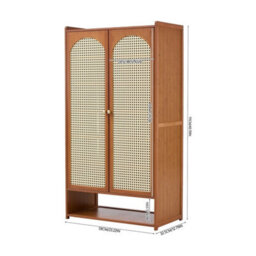 7 Tiers Shoe Cabinet Storage Organizer 2 Arch Rattan Door Cupboard Bamboo - thumbnail 2