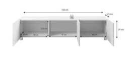 Arte Calabrini Tv Cabinet: Elegant White Gloss & White Matt - W1500mm X H370mm X D430mm - thumbnail 2