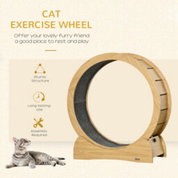 Pawhut Cat Exercise Wheel, 30 Inch Running Treadmill With Brake, Natural - thumbnail 4