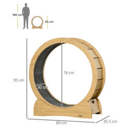 Pawhut Cat Exercise Wheel, 30 Inch Running Treadmill With Brake, Natural - thumbnail 3