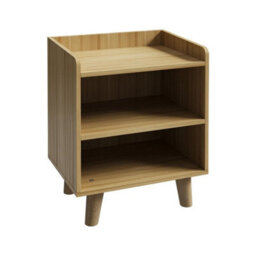 Wooden Bedside Table Open Shelves Cabinet Bedroom Furniture Storage Nightstand - thumbnail 3