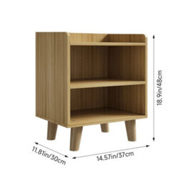 Wooden Bedside Table Open Shelves Cabinet Bedroom Furniture Storage Nightstand - thumbnail 2