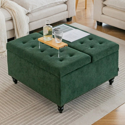 Lift Up Square Storage Ottoman Upholstered Coffee Table Storage Footstool - image 1