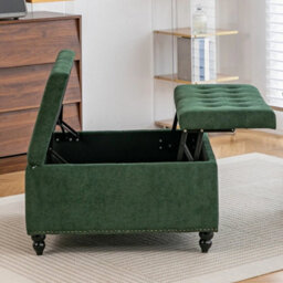 Lift Up Square Storage Ottoman Upholstered Coffee Table Storage Footstool - thumbnail 5