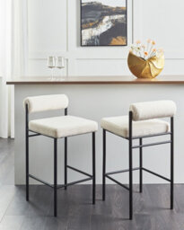 Beliani Set Of 2 Bar Chairs Amaya Boucle Off-White - thumbnail 2