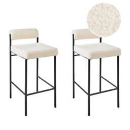 Beliani Set Of 2 Bar Chairs Amaya Boucle Off-White - thumbnail 1