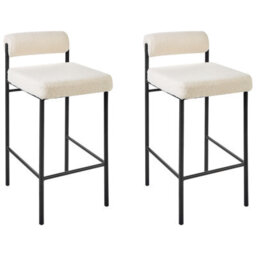 Beliani Set Of 2 Bar Chairs Amaya Boucle Off-White - thumbnail 4