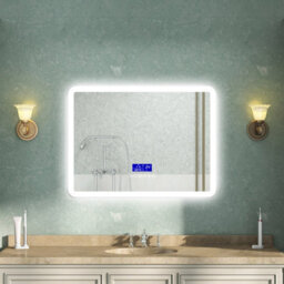 AVER-GROWTH Led Bathroom Mirror With Bluetooth 3 Colour Lights, Demister, Clock, Smart Display Screen, Touch Switch Wall Mounted 700X500mm - thumbnail 1