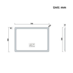 AVER-GROWTH Led Bathroom Mirror With Bluetooth 3 Colour Lights, Demister, Clock, Smart Display Screen, Touch Switch Wall Mounted 700X500mm - thumbnail 9