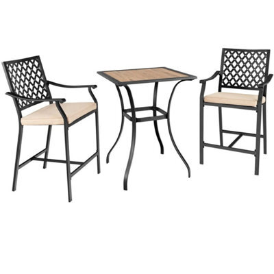 3 Pieces Outdoor Bistro Set Patio Bar Set Upholstered Bar Stools - image 1