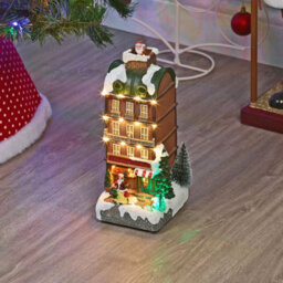 Urbn-Living Urbnliving 28.5Cm Height Illuminated Christmas Toy Shop Festive Decoration Mini Xmas Scene Ornament Home Decor