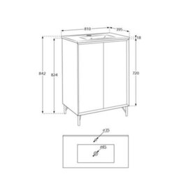 Homestylestore Anthracite 810mm Bathroom Vanity Unit With Basin And Brushed Copper Finger Pull Handle - thumbnail 4