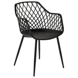 Wyld And Coco Pai Set Of 2 Black Dining Chairs With Synthetic Seats And Open-Net Back, Scandinavian Style - thumbnail 4
