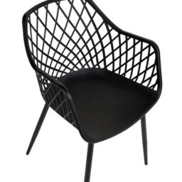 Wyld And Coco Pai Set Of 2 Black Dining Chairs With Synthetic Seats And Open-Net Back, Scandinavian Style - thumbnail 7