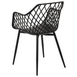 Wyld And Coco Pai Set Of 2 Black Dining Chairs With Synthetic Seats And Open-Net Back, Scandinavian Style - thumbnail 6