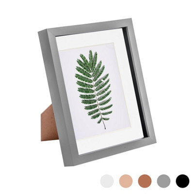 "Nicola Spring 3D Box Photo Frame - 8 X 10"" With 5 X 7"" Mount - Grey/white" - image 1