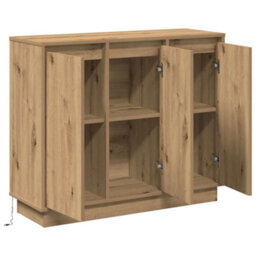 Berkfield Sideboard With Led Artisan Oak 90X32X75 Cm Engineered Wood - thumbnail 6
