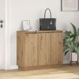 Berkfield Sideboard With Led Artisan Oak 90X32X75 Cm Engineered Wood - thumbnail 5