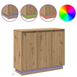 Berkfield Sideboard With Led Artisan Oak 90X32X75 Cm Engineered Wood - thumbnail 4