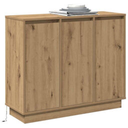 Berkfield Sideboard With Led Artisan Oak 90X32X75 Cm Engineered Wood - thumbnail 3