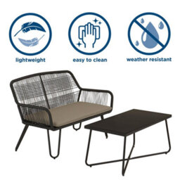 Dorel Novogratz Marli Outdoor Loveseat Coffee Table Gray - thumbnail 2