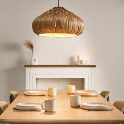 Wyld And Coco Novalume Water Hyacinth Pendant Lamp - Handwoven Boho Ceiling Light For Living Room, Warm White, W53 X H148Cm - thumbnail 2