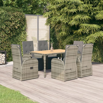 Berkfield 7 Piece Garden Dining Set Grey Poly Rattan&solid Wood Acacia - image 1