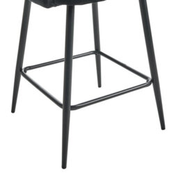 Wyld And Coco Novavelvet Black Bar Stool With Armrests And Cutout Back, Velvet Upholstery, Iron Legs (W53 X D51 X H94Cm) - thumbnail 8