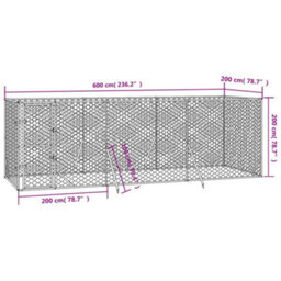 Walplus Outdoor Dog Kennel Silver 6X2X2 M Galvanised Steel - thumbnail 4