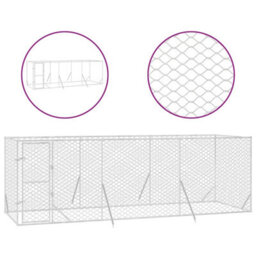 Walplus Outdoor Dog Kennel Silver 6X2X2 M Galvanised Steel - thumbnail 2