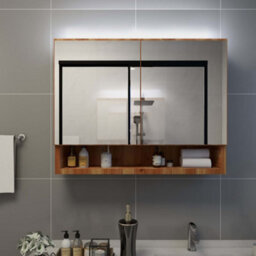 Berkfield Led Bathroom Mirror Cabinet Oak 80X15X60 Cm Mdf
