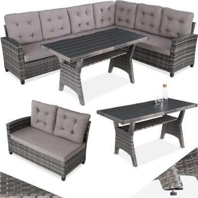 Tectake Garden Furniture Set Catania - For 6 People, Weather-Resistant, Thick Cushions  - Grey - image 1