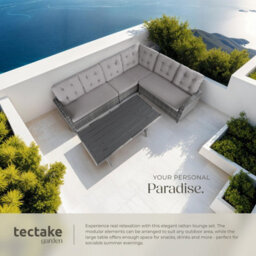 Tectake Garden Furniture Set Catania - For 6 People, Weather-Resistant, Thick Cushions  - Grey - thumbnail 4