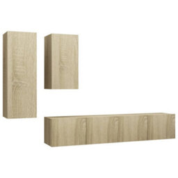 Berkfield 4 Piece Tv Cabinet Set Sonoma Oak Engineered Wood - thumbnail 2