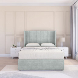"Sloomy 4Ft Falcon Naples Silver Memory Foam Bed Set With No Drawers Mattress & 54"" Wingback Headboard - Small Double" - thumbnail 2