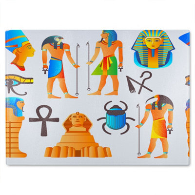 Benjamin Tate Design Egyptian Mythological Signs Glass Chopping Boarddesigner Style - image 1
