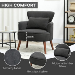 Homcom Armchair With Padded Seat And Backrest For Living Room, Black - thumbnail 5