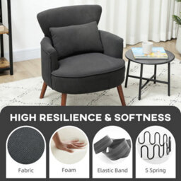 Homcom Armchair With Padded Seat And Backrest For Living Room, Black - thumbnail 4