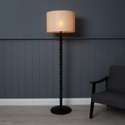 Inlight Patos Matt Black & Natural Wood Effect Led Floor Lamp - thumbnail 1
