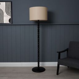 Inlight Patos Matt Black & Natural Wood Effect Led Floor Lamp - thumbnail 8