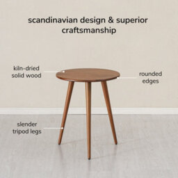 MH London Judy Solid Wood Side Table Round Walnut Side Table Living Room Bedside Sofa Side Table - thumbnail 4