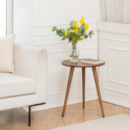 MH London Judy Solid Wood Side Table Round Walnut Side Table Living Room Bedside Sofa Side Table - thumbnail 2