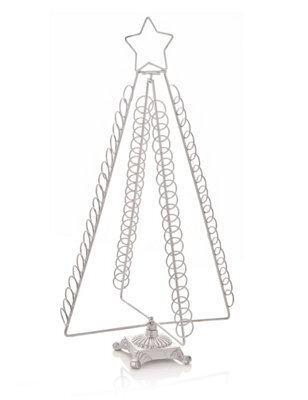 Premier Decorations Limited Christmas Tree Greetings Card Holder Metal Silver Tree Shape Holds 80 Cards 50Cm - image 1