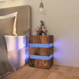 Berkfield Modern Led Bedside Cabinet Smoked Oak 45X35X67 Cm Engineered Wood - thumbnail 2