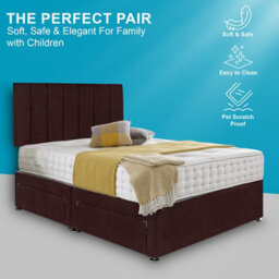 Dining Tables Oslo Matching Headboard Divan Set, 2 Drawer On Same Side With Sprung 1500 Comfort Mattress - Plush Velvet Mulburry - King - thumbnail 2
