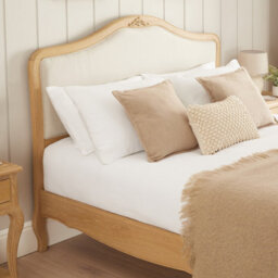 The Furniture Market French Chateau Oak 4Ft 6In Double Bed With Natural Linen Fabric - thumbnail 4